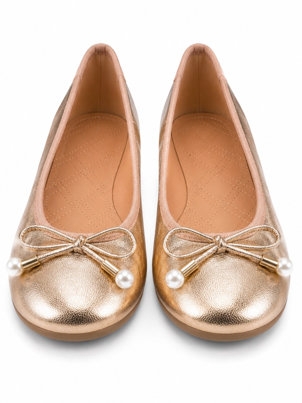 Ted Baker London Rose Gold Ballet Flats Bow Pearl Accent Women’s Size 6